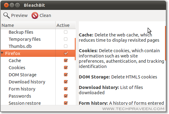 BleachBit Cleaner Ubuntu Screenshot